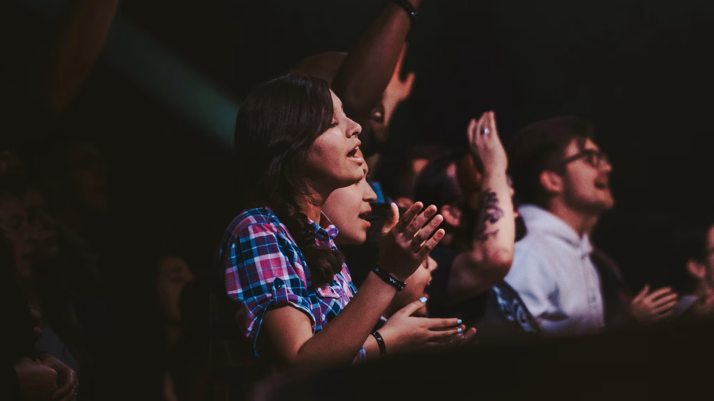Woman singing in church