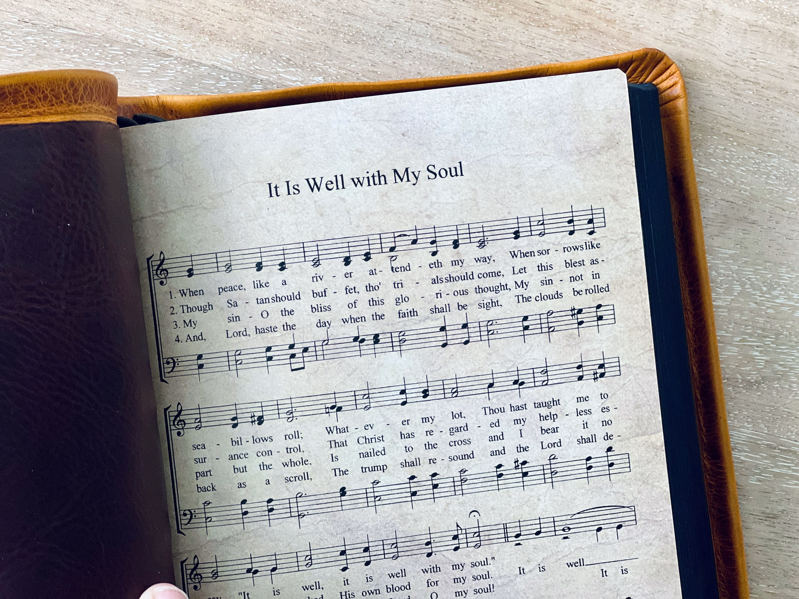 Hymn book showing It is well with my soul